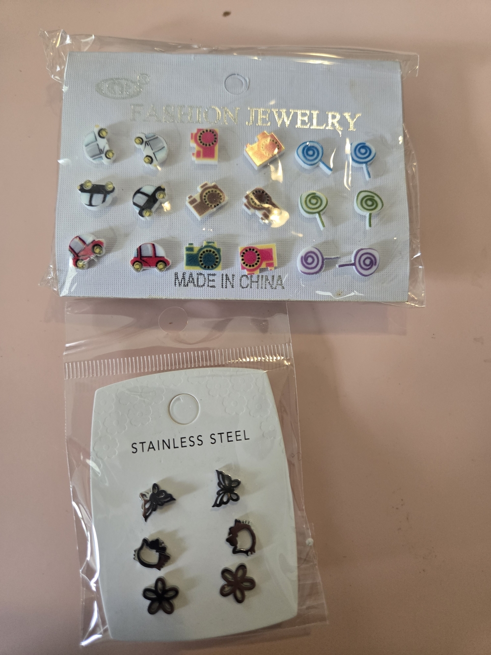 Fashion Jewelry Multicolor Kids Stud Earring Set - Pink Blue Green Purple Yellow